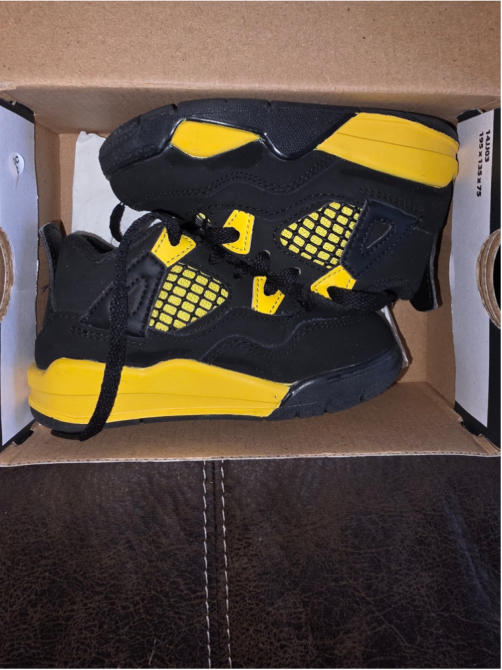 Nike Air Jordan 4 Retro TD Black Yellow Thunder Toddler Size 7C w/ Box